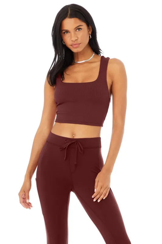 Alosoft Ribbed Chic Bra Tank - Cranberry sold by Alo Yoga