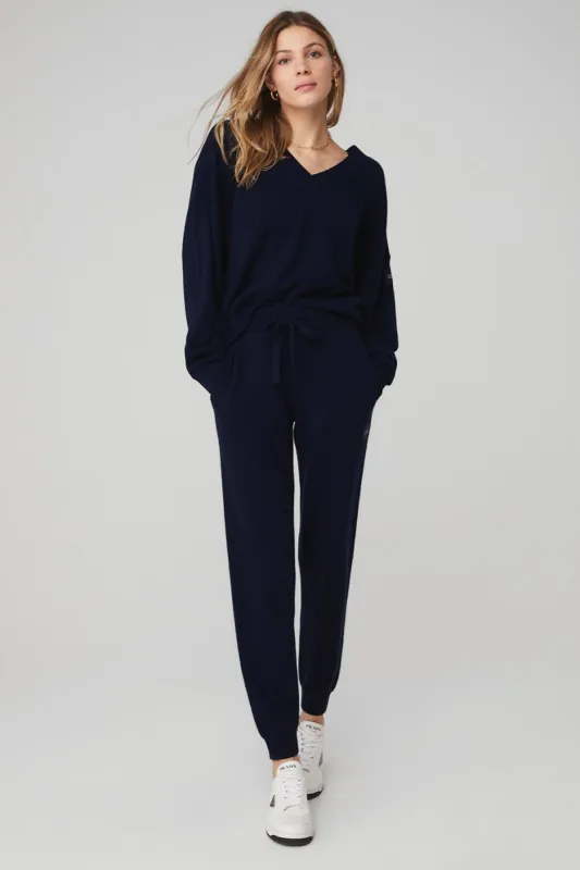 Cashmere Jet Set V-Neck Pullover & Cashmere Jet Set Pant Set sold by Alo Yoga
