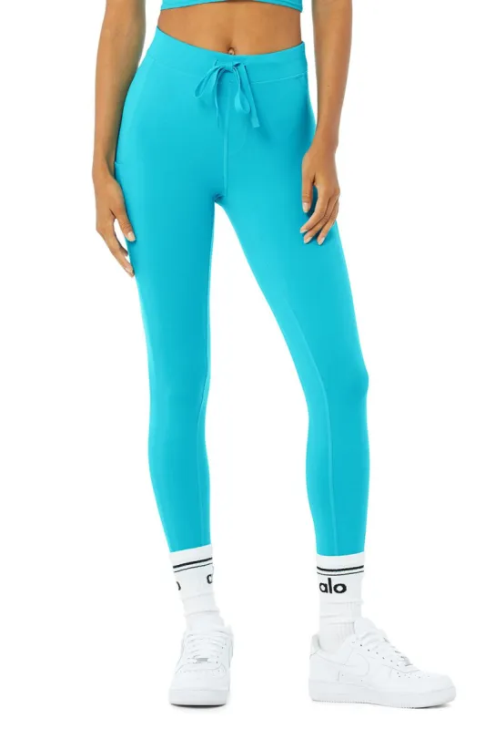 7/8 High-Waist Checkpoint Legging - Bright Aqua sold by Alo Yoga