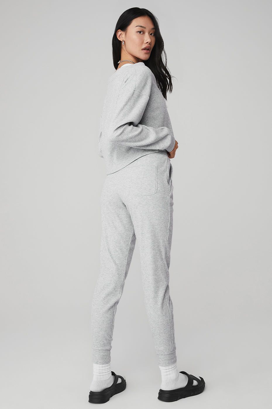 Muse V-Neck Pullover & Muse Sweatpant Set - Athletic Heather Grey sold by Alo Yoga product image thumbnail 3