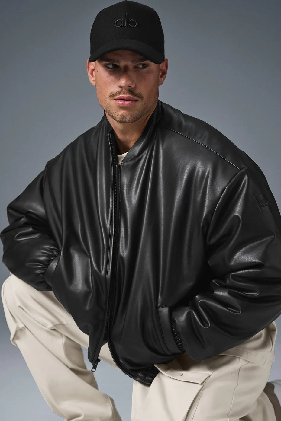 Faux Leather Premier Bomber - Black sold by Alo Yoga product image thumbnail 4