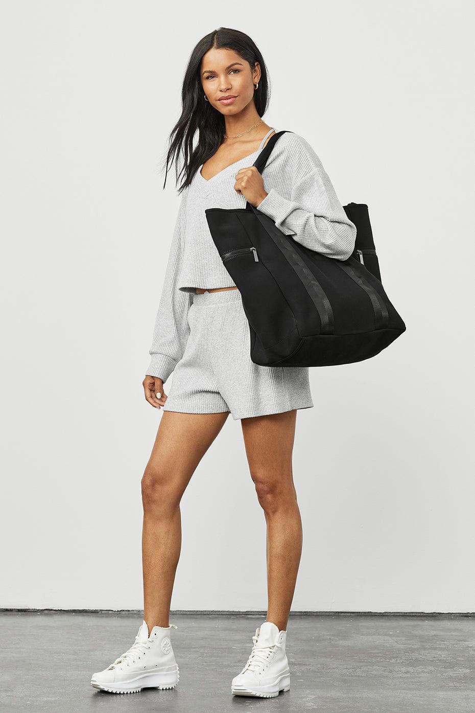 Muse V-Neck Pullover & Muse Short Set - Athletic Heather Grey sold by Alo Yoga