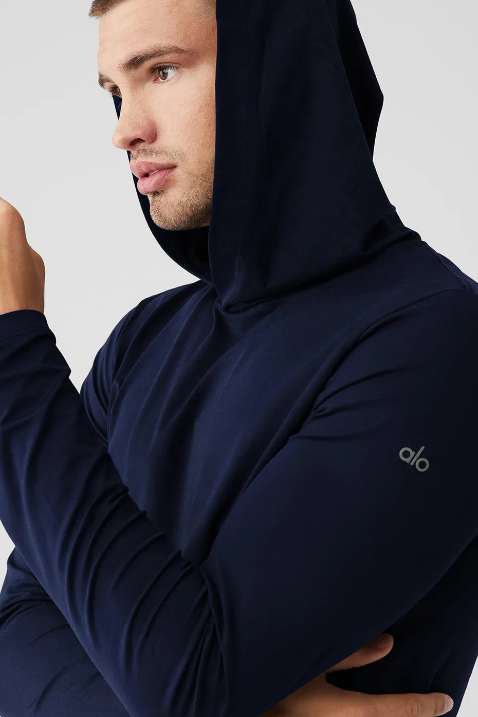 Conquer Reform Long Sleeve With Hood - Navy sold by Alo Yoga product image thumbnail 4