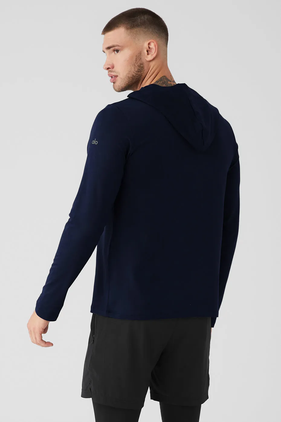 Conquer Reform Long Sleeve With Hood - Navy sold by Alo Yoga product image thumbnail 2