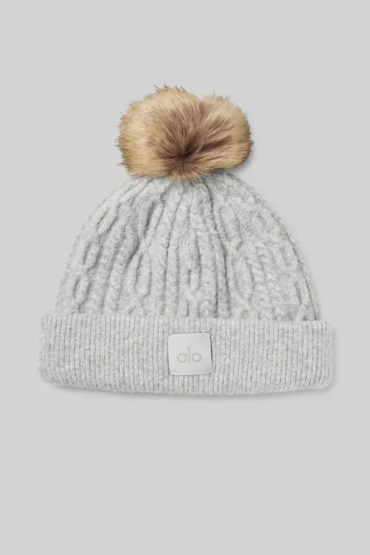 Cable Knit Beanie - Athletic Heather Grey sold by Alo Yoga