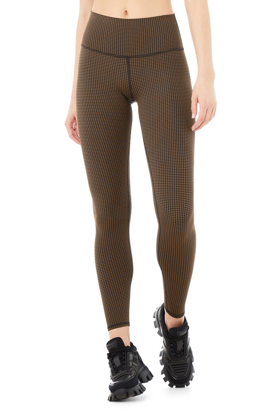 High-Waist Micro Houndstooth Legging - Hot Cocoa/Black sold by Alo Yoga