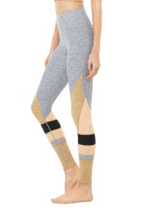 High-Waist Alosoft Momentum Legging - Blue Haze/Caramel/Putty/Dark Grey sold by Alo Yoga