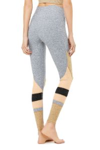 High-Waist Alosoft Momentum Legging - Blue Haze/Caramel/Putty/Dark Grey sold by Alo Yoga