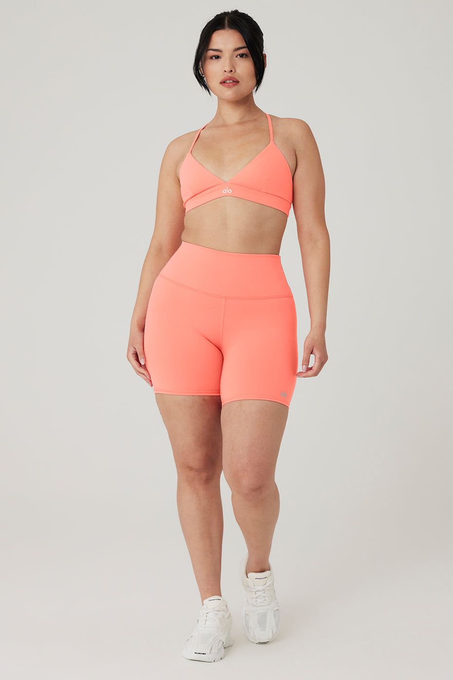 Splendor Bra & 5” Airbrush High-Waist Biker Short Set - Candy Orange sold by Alo Yoga product image thumbnail 5