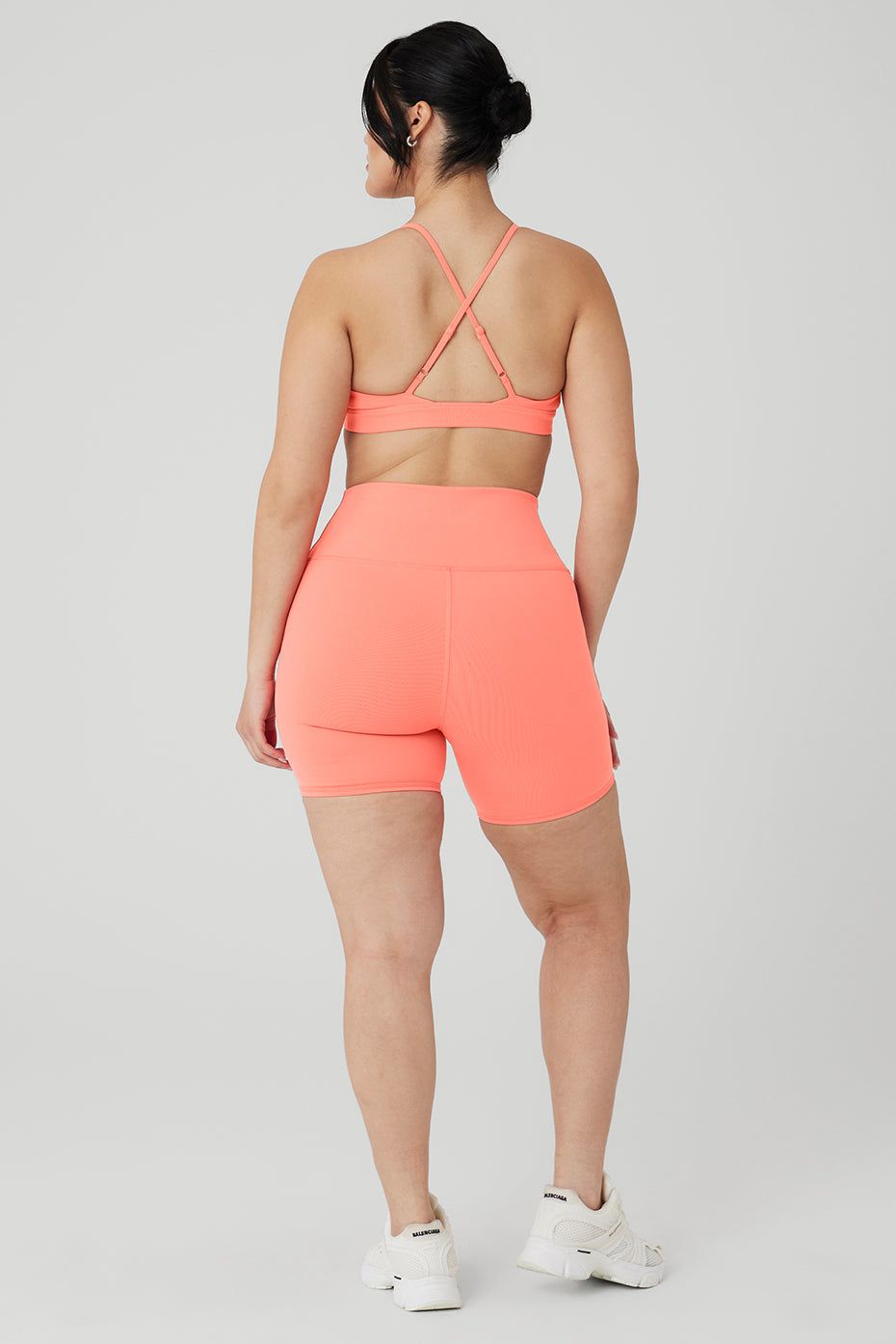 Splendor Bra & 5” Airbrush High-Waist Biker Short Set - Candy Orange sold by Alo Yoga product image thumbnail 6