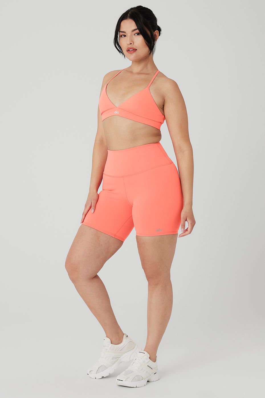 Splendor Bra & 5” Airbrush High-Waist Biker Short Set - Candy Orange sold by Alo Yoga product image thumbnail 7