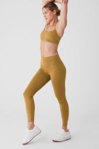 Airlift Intrigue Bra & 7/8 High-Waist Airlift Legging Set - Golden Olive Branch sold by Alo Yoga