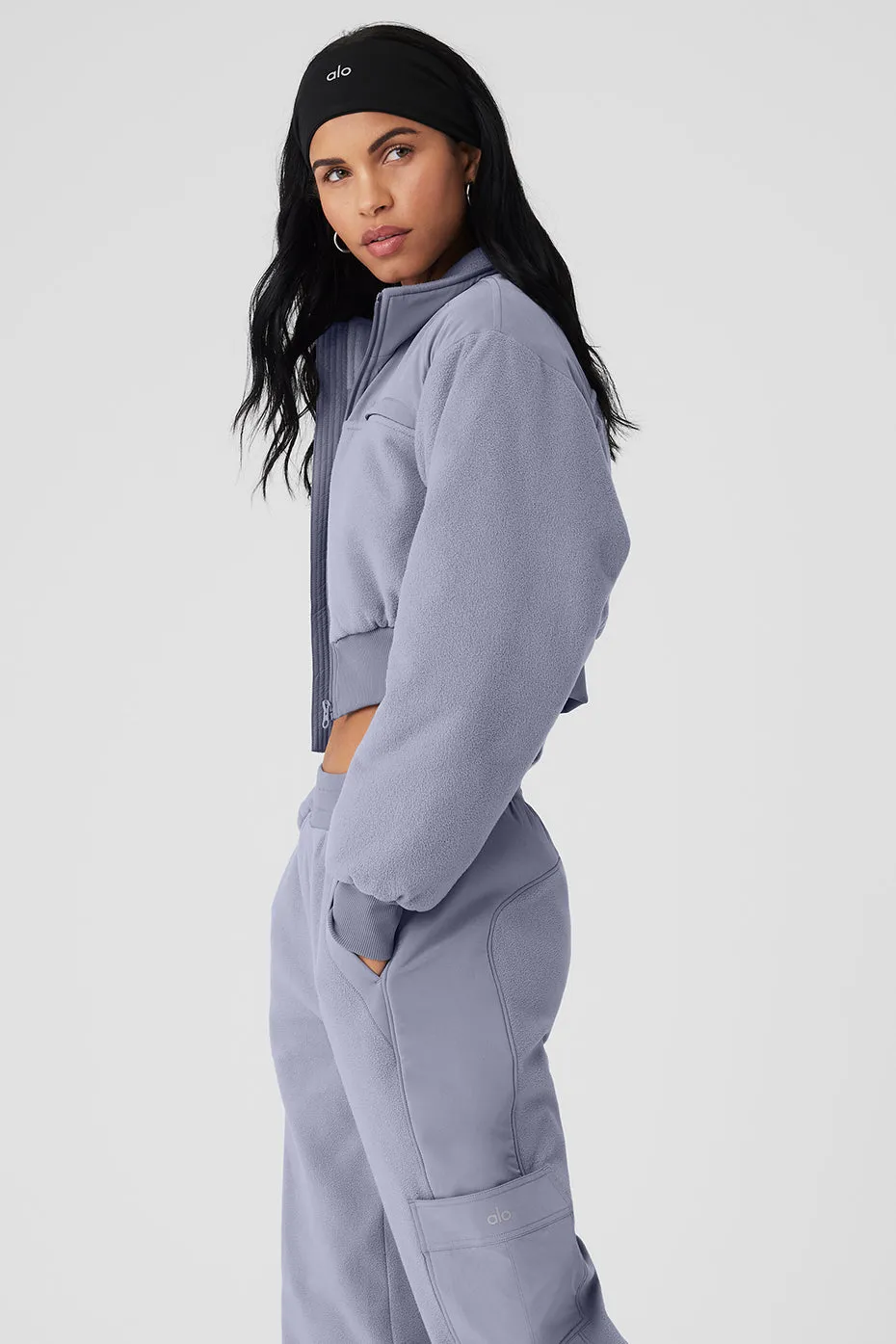 Polar Fleece Cropped Wintry Mix Jacket - Fog sold by Alo Yoga product image thumbnail 3