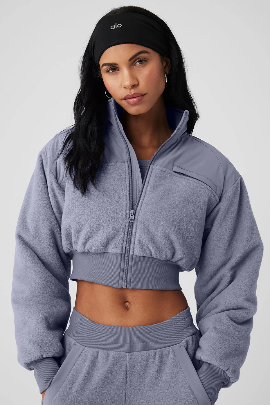 Polar Fleece Cropped Wintry Mix Jacket - Fog sold by Alo Yoga product image thumbnail 4