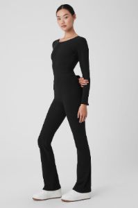 Alosoft Melody Full Length Bootcut Onesie - Black sold by Alo Yoga