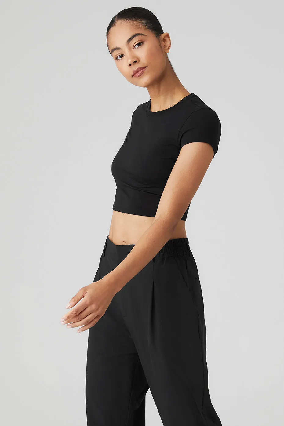Alosoft Crop Finesse Short Sleeve - Black sold by Alo Yoga product image thumbnail 3