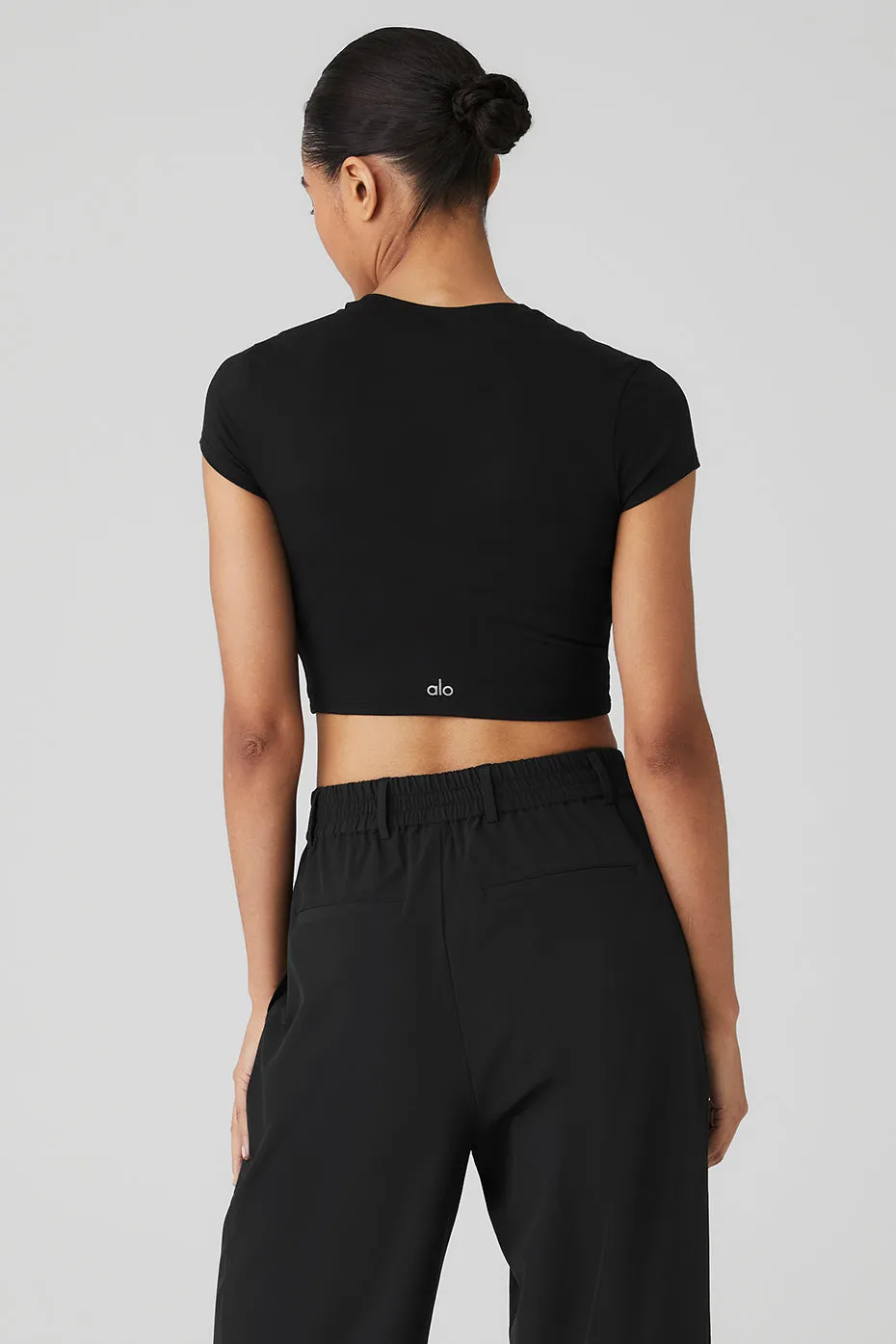 Alosoft Crop Finesse Short Sleeve - Black sold by Alo Yoga product image thumbnail 2