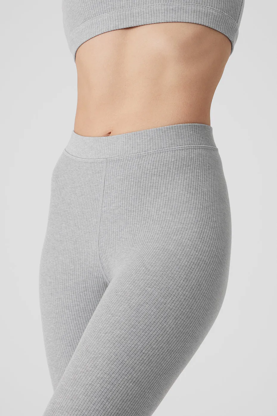 Ribbed High-Waist 7/8 Blissful Legging - Athletic Heather Grey sold by Alo Yoga product image thumbnail 4