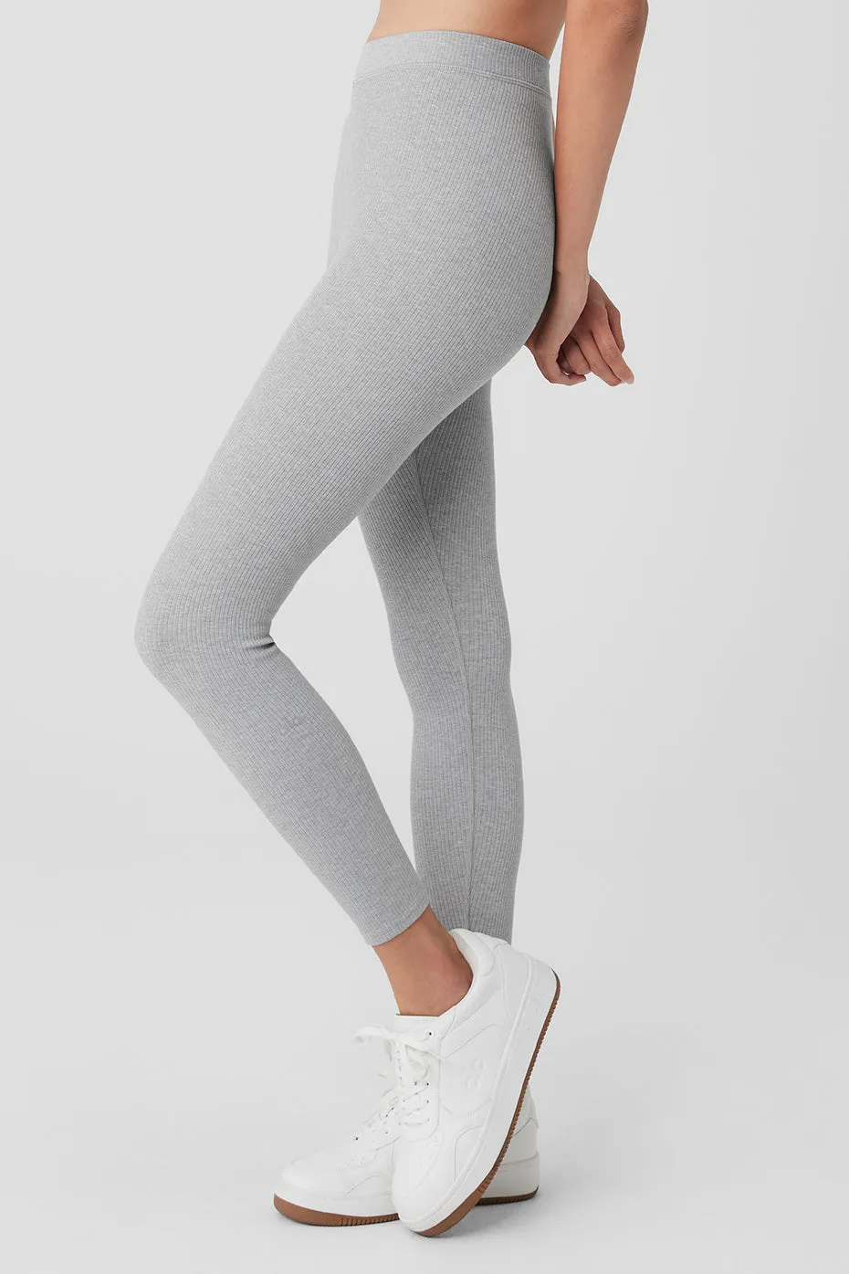 Ribbed High-Waist 7/8 Blissful Legging - Athletic Heather Grey sold by Alo Yoga product image thumbnail 3