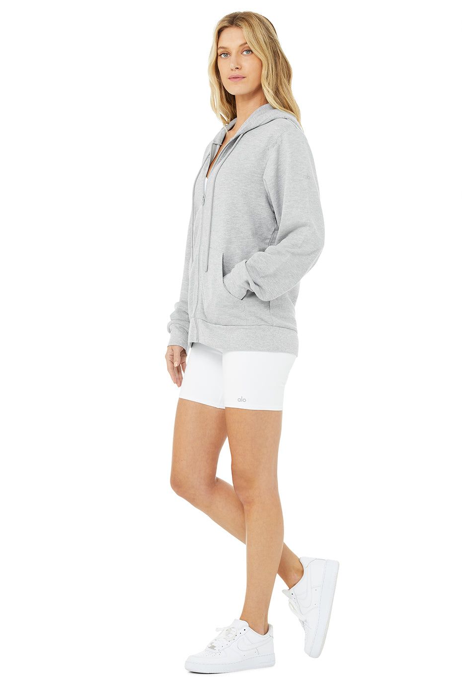Caliber Zip Hoodie - Athletic Heather Grey/White sold by Alo Yoga product image thumbnail 5