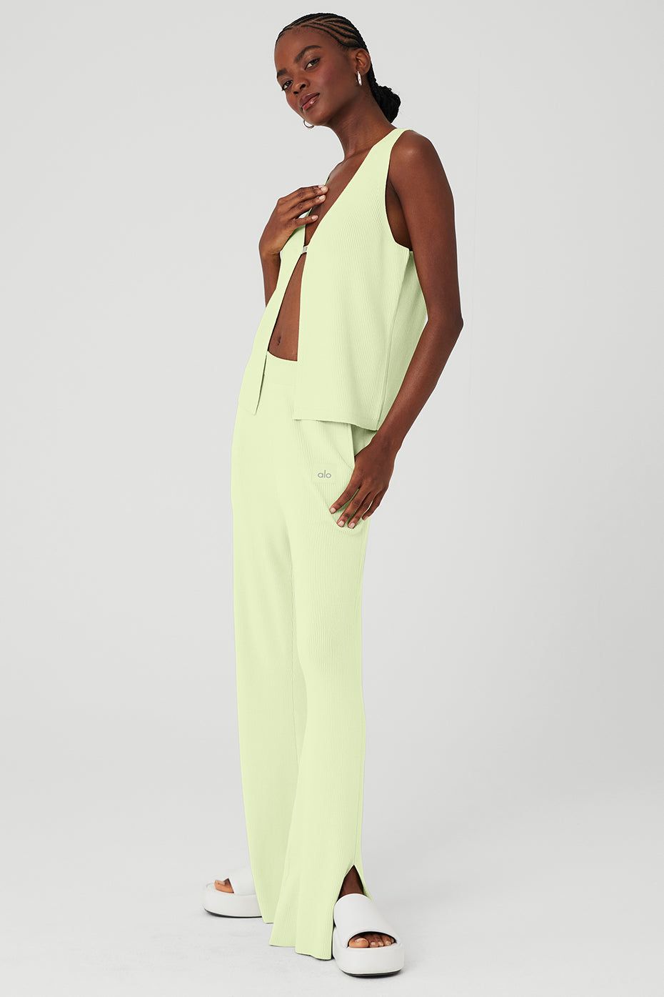 Knit Salana Tank & Knit High-Waist Salana Wide Leg Pant Set sold by Alo Yoga product image thumbnail 11