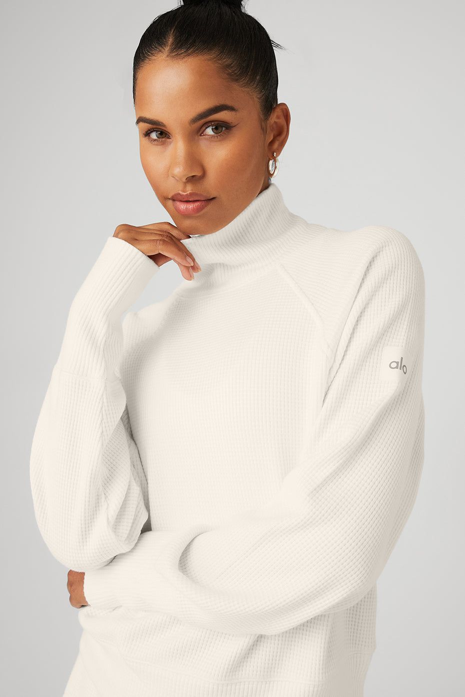 Waffle Weekend Escape Mock Neck Long Sleeve & Waffle High-Waist Weekend Escape Short Set sold by Alo Yoga product image thumbnail 8