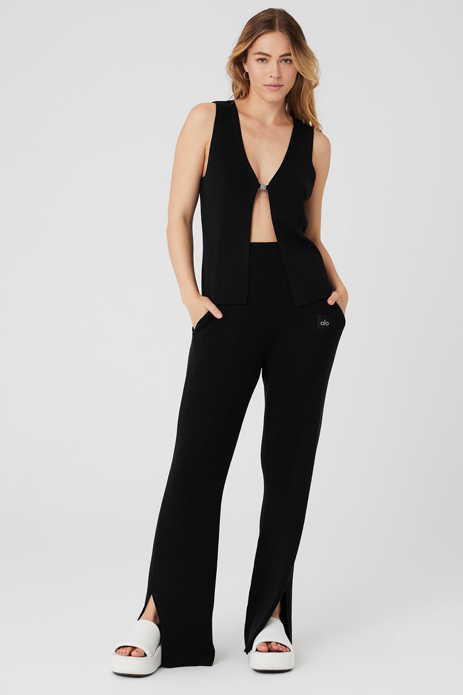 Knit Salana Tank & Knit High-Waist Salana Wide Leg Pant Set sold by Alo Yoga