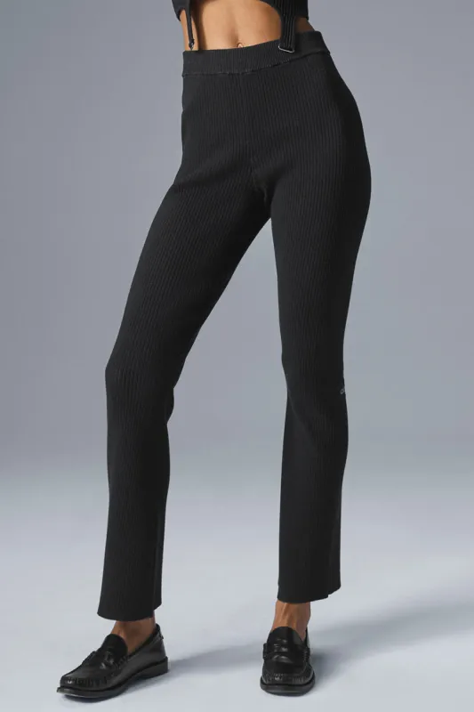 Denim Knit High-Waist Flare Pant - Black/Anthracite sold by Alo Yoga