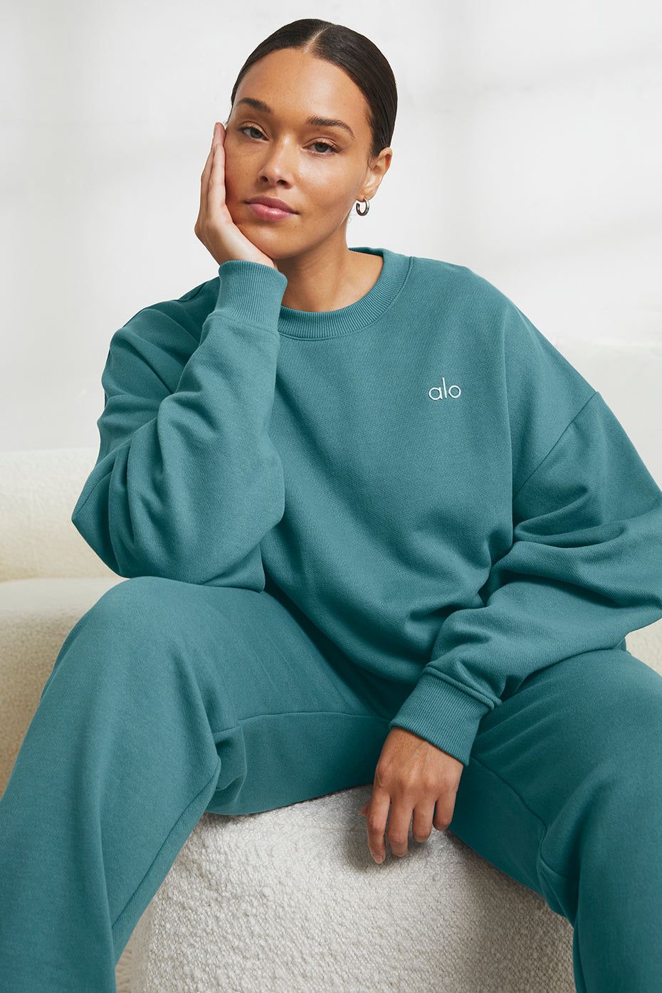 Accolade Crew Neck Pullover - Teal Agate sold by Alo Yoga product image thumbnail 5