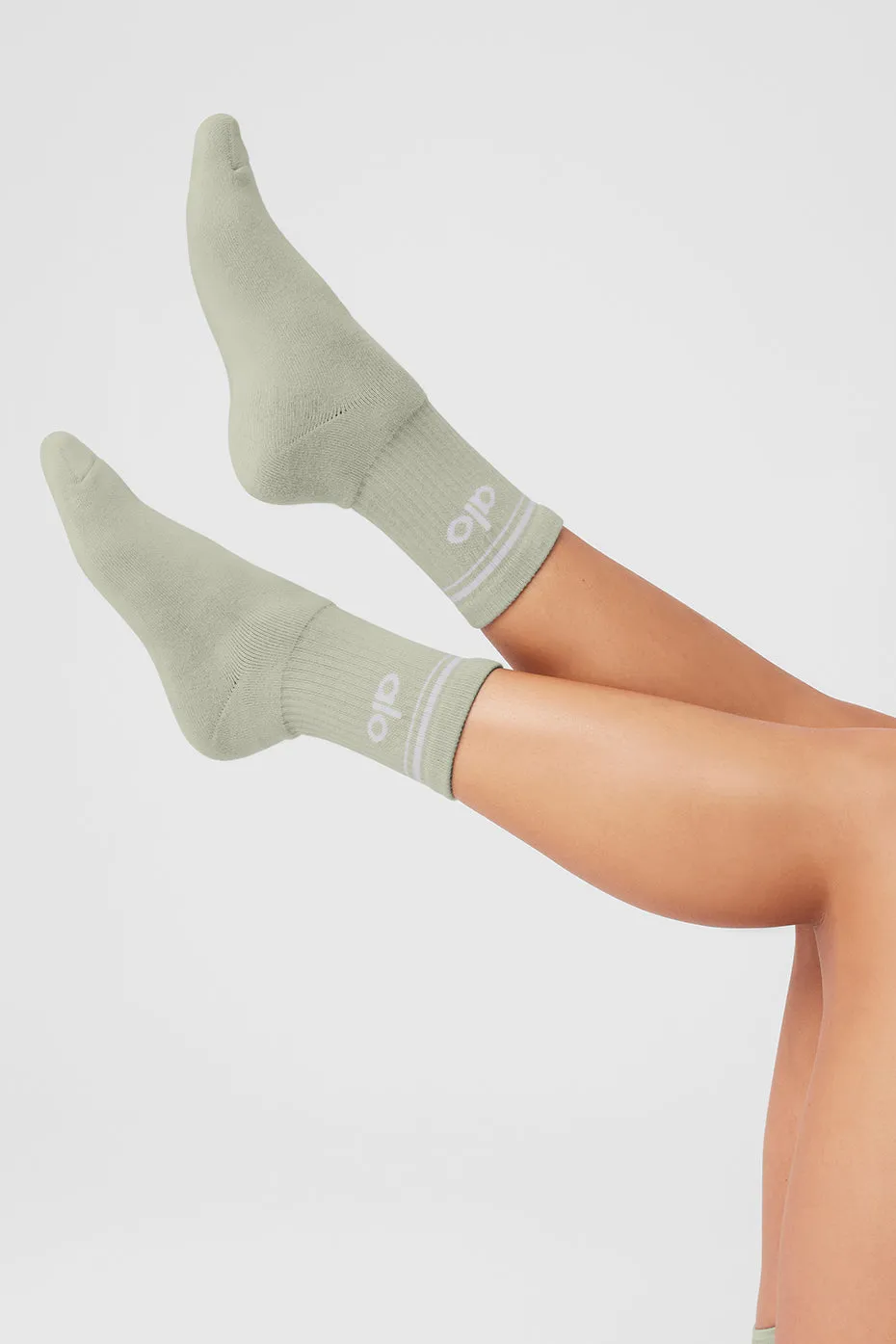 Unisex Half-Crew Throwback Sock - Limestone/White sold by Alo Yoga product image thumbnail 2
