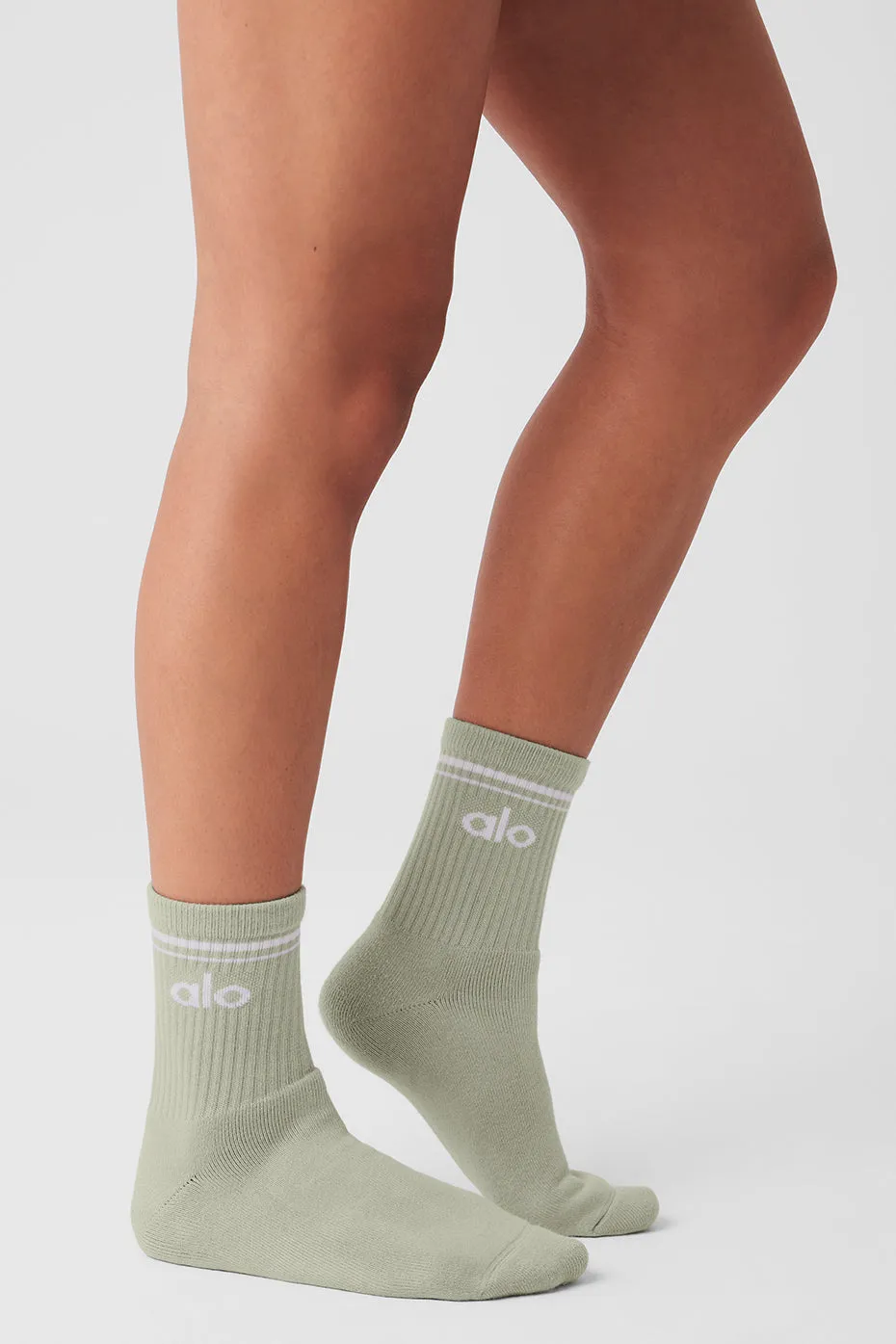 Unisex Half-Crew Throwback Sock - Limestone/White sold by Alo Yoga product image thumbnail 4