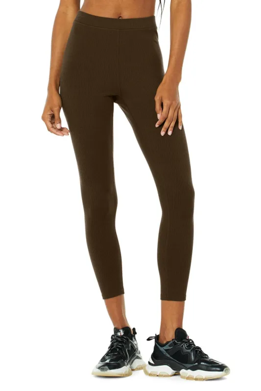 Ribbed High-Waist 7/8 Blissful Legging - Espresso sold by Alo Yoga