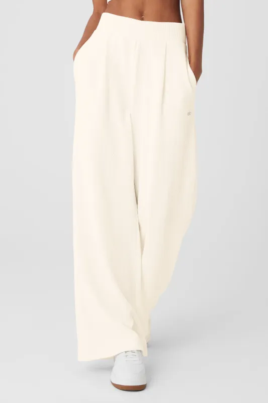 High-Waist Cozy Day Wide Leg Pant - Ivory sold by Alo Yoga