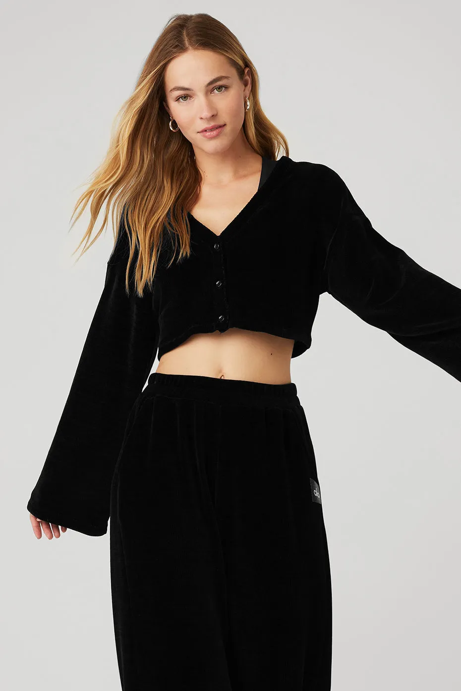 Chenille Chalet Cardigan - Black sold by Alo Yoga