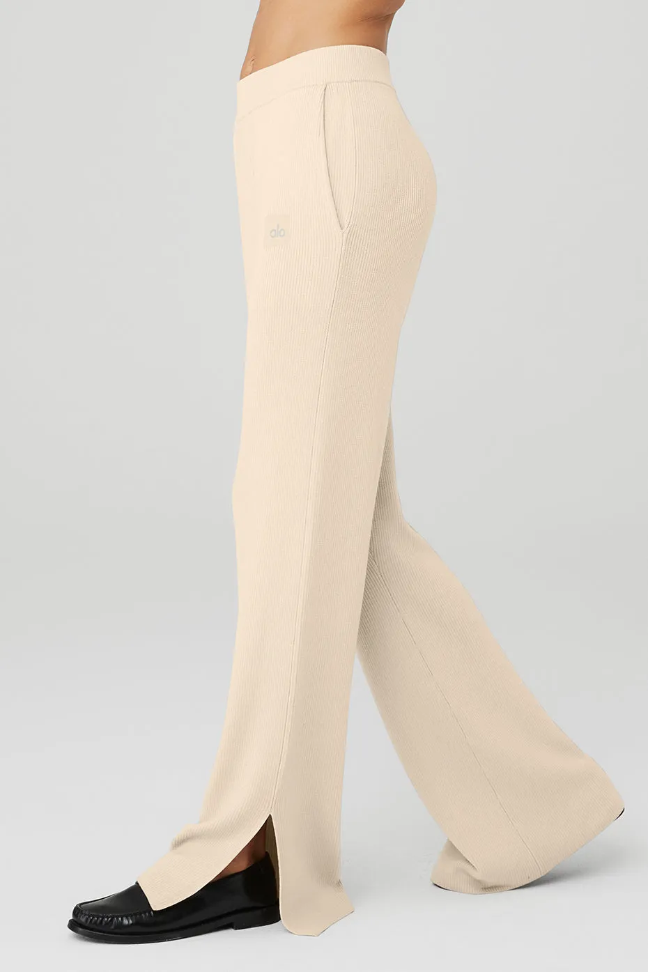 Knit High-Waist Salana Wide Leg Pant - Macadamia sold by Alo Yoga product image thumbnail 3