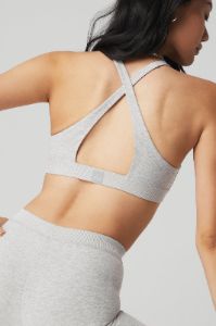 Alosoft Iconic 90's Bra - Athletic Heather Grey sold by Alo Yoga