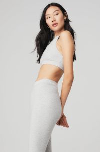 Alosoft Iconic 90's Bra - Athletic Heather Grey sold by Alo Yoga