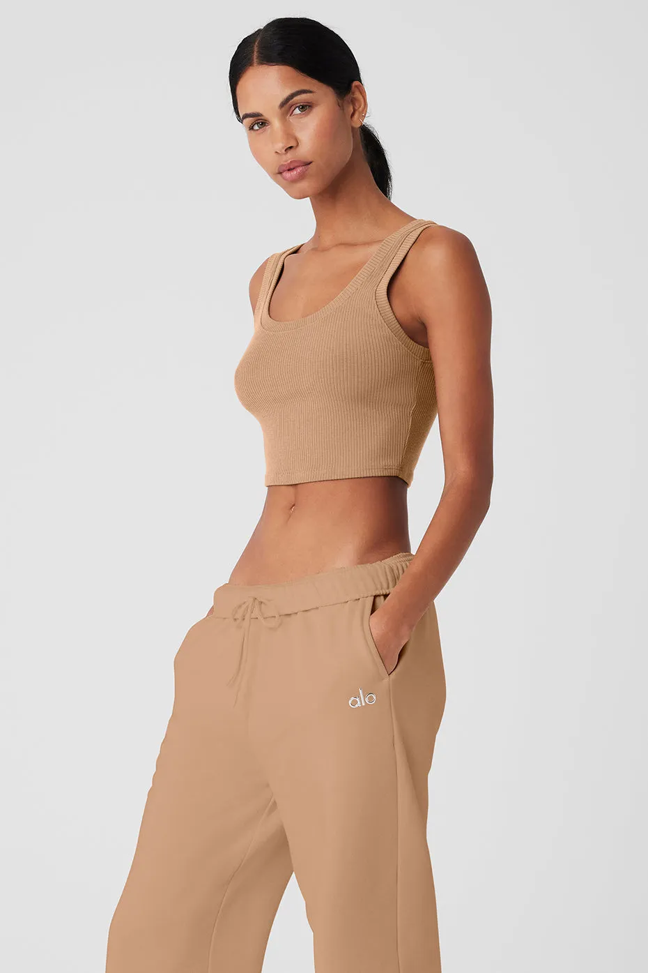 Ribbed Wellness Tank - Toasted Almond sold by Alo Yoga product image thumbnail 3