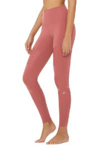 High-Waist Moto Legging - Rosewood/Rosewood Glossy sold by Alo Yoga