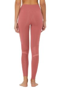 High-Waist Moto Legging - Rosewood/Rosewood Glossy sold by Alo Yoga