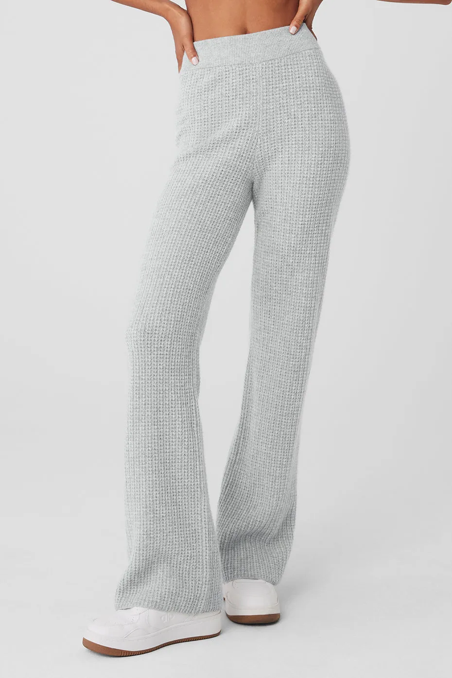 Cashmere High-Waist Plush Waffle Pant - Athletic Heather Grey sold by Alo Yoga