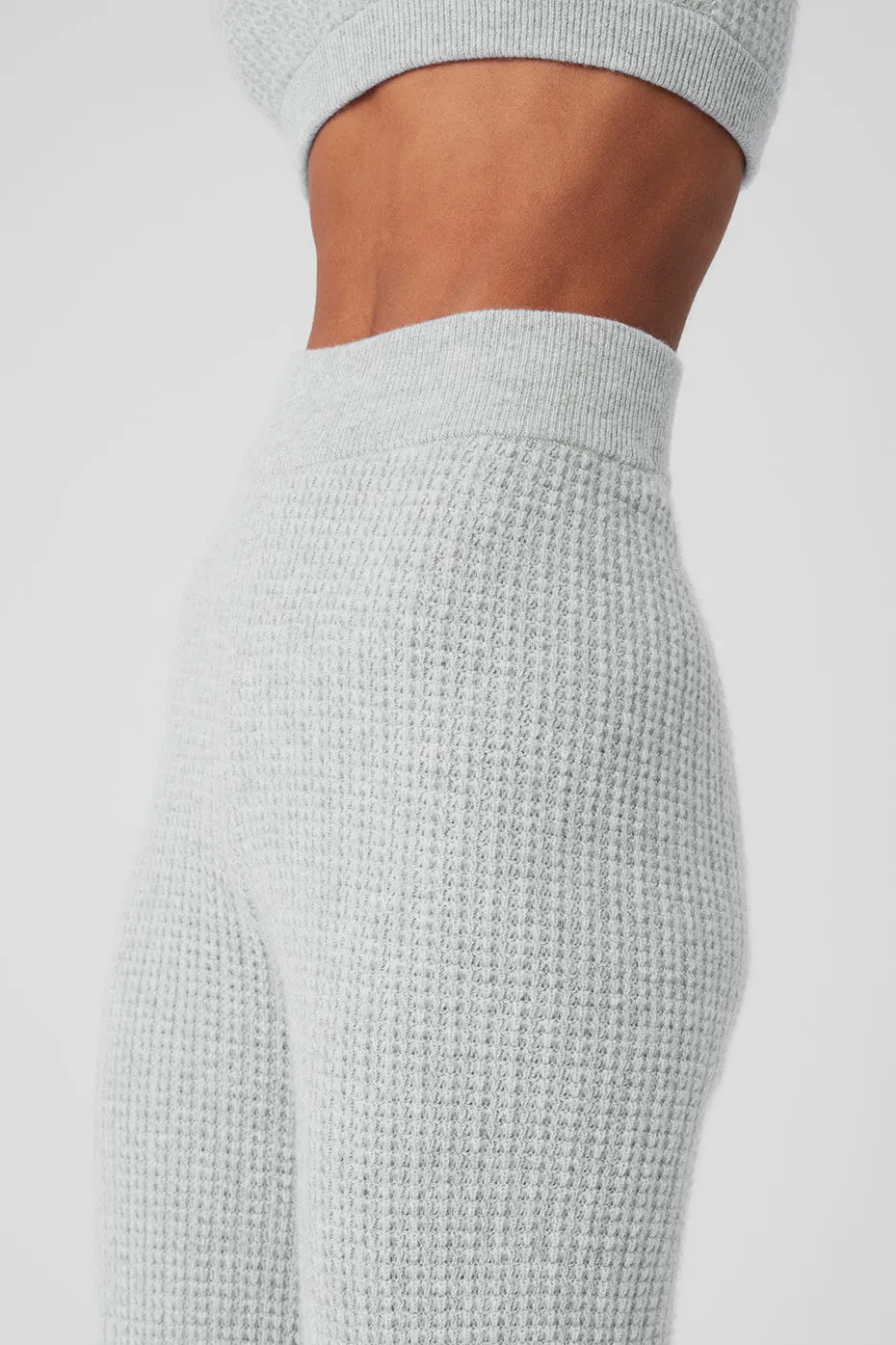 Cashmere High-Waist Plush Waffle Pant - Athletic Heather Grey sold by Alo Yoga product image thumbnail 2