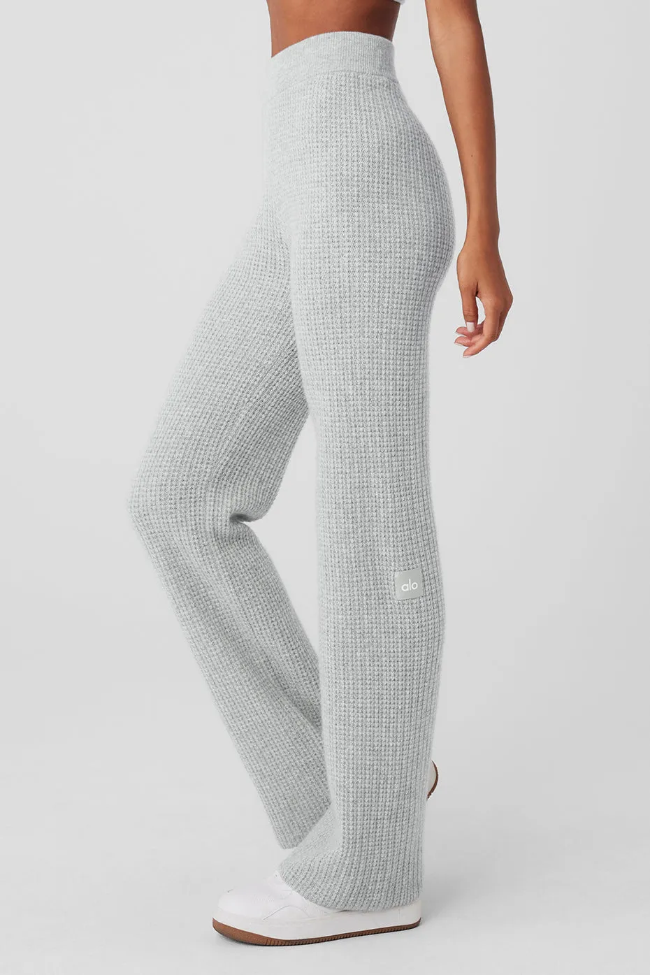 Cashmere High-Waist Plush Waffle Pant - Athletic Heather Grey sold by Alo Yoga product image thumbnail 4