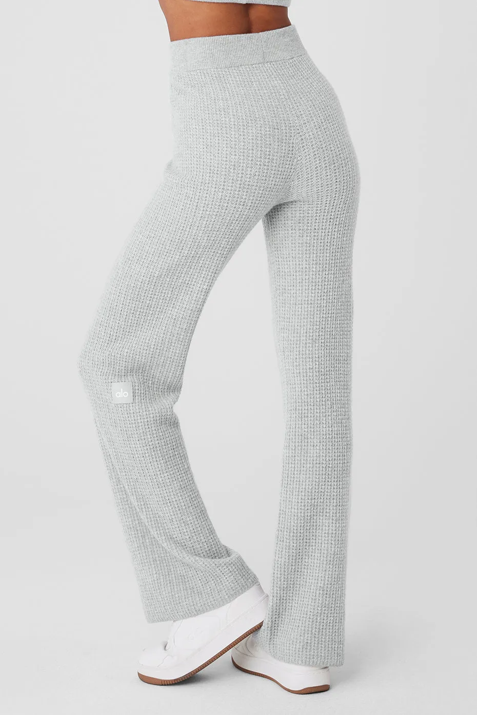 Cashmere High-Waist Plush Waffle Pant - Athletic Heather Grey sold by Alo Yoga product image thumbnail 3