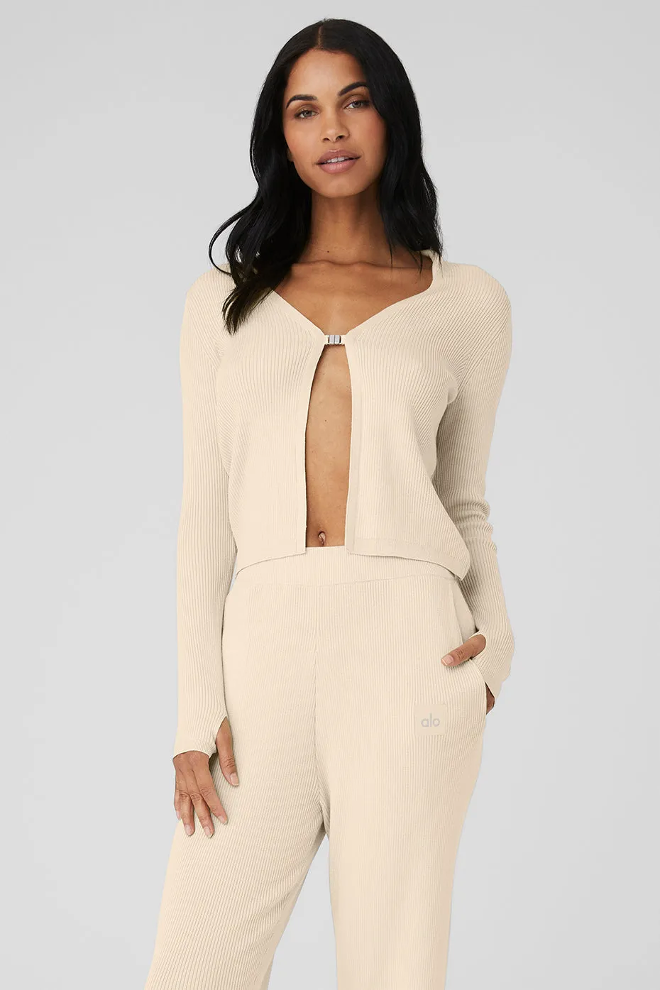 Knit Salana Cardigan - Macadamia sold by Alo Yoga