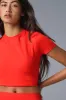 Alosoft Cropped Backspin Short Sleeve - Red Hot Summer sold by Alo Yoga