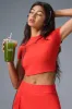 Alosoft Cropped Backspin Short Sleeve - Red Hot Summer sold by Alo Yoga