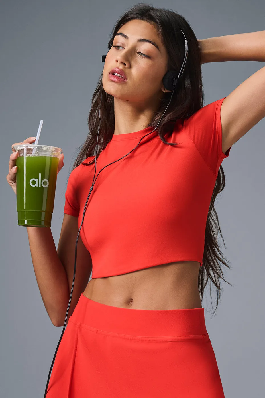 Alosoft Cropped Backspin Short Sleeve - Red Hot Summer sold by Alo Yoga product image thumbnail 2