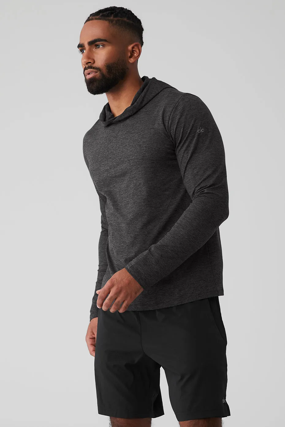 Conquer Reform Long Sleeve With Hood - Dark Heather Grey sold by Alo Yoga product image thumbnail 3