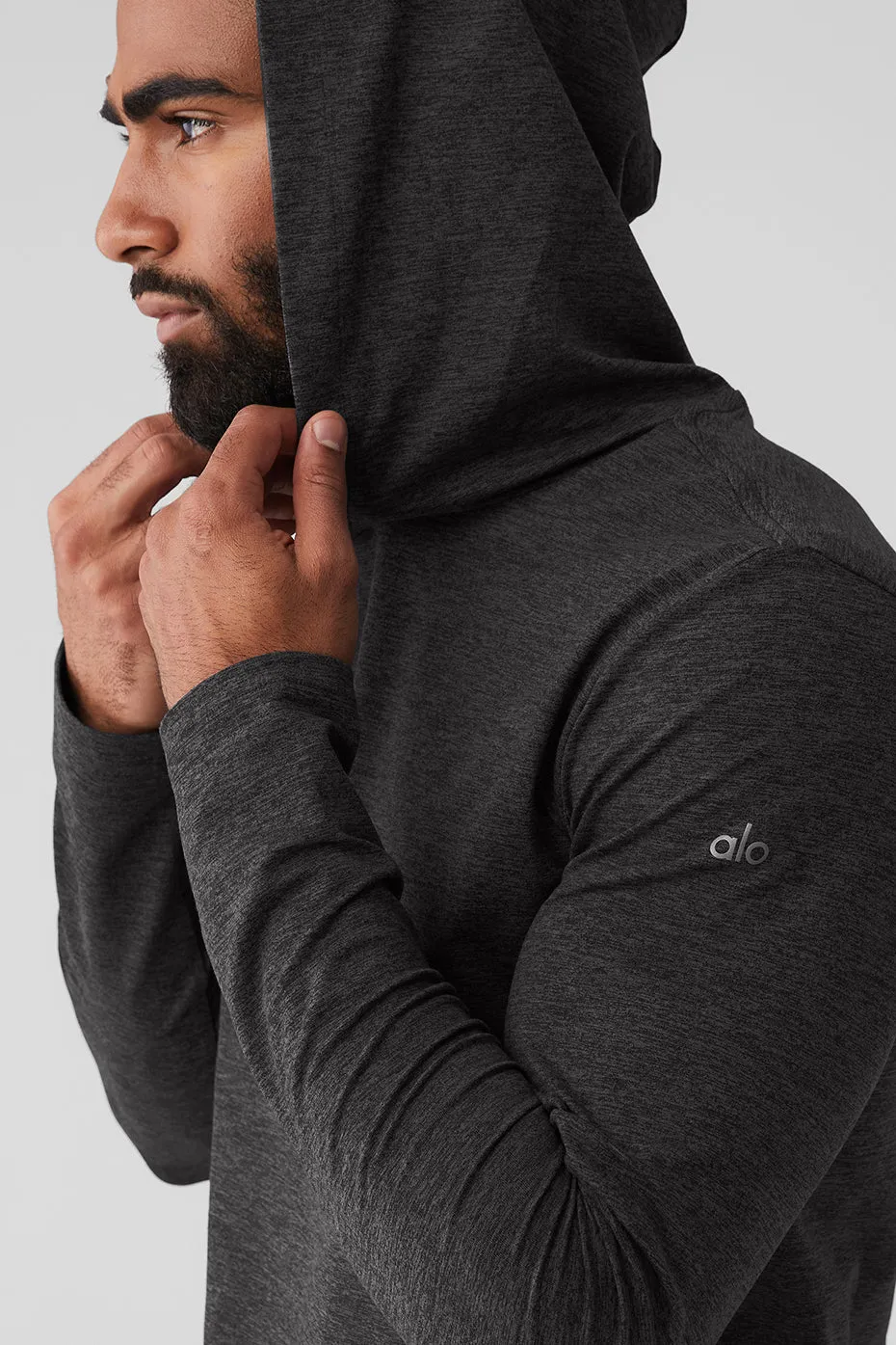 Conquer Reform Long Sleeve With Hood - Dark Heather Grey sold by Alo Yoga product image thumbnail 4